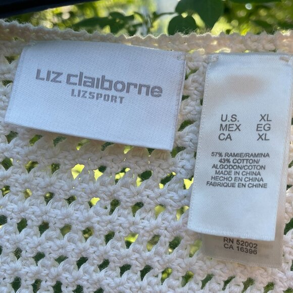 XL Liz Claiborne LizSport Ivory Cropped/ Mini Knit Paisley Cardigan - Picture 4 of 6